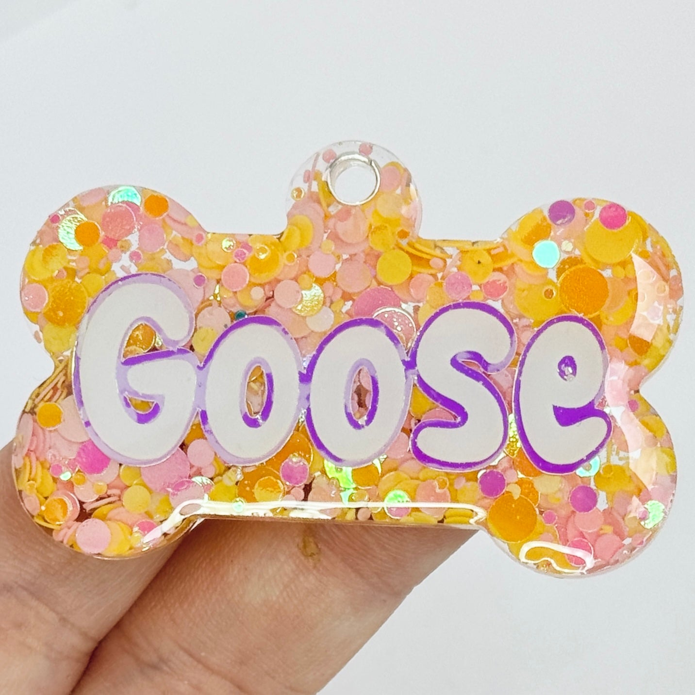 ORANGE & PINK DOTTY GLITTER TAG