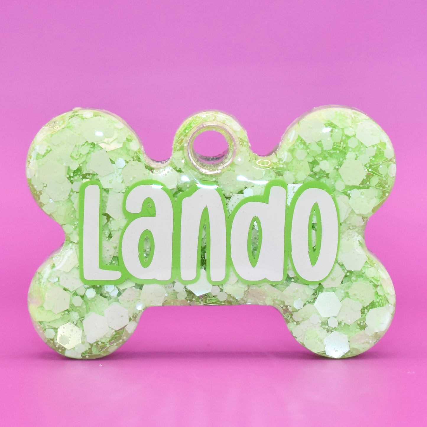 PASTEL GREEN GLITTER TAG