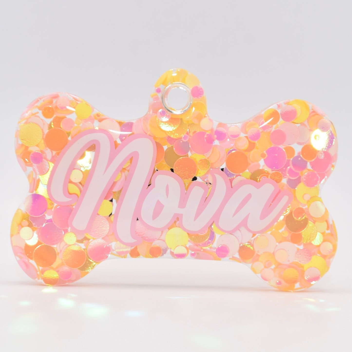 ORANGE & PINK DOTTY GLITTER TAG