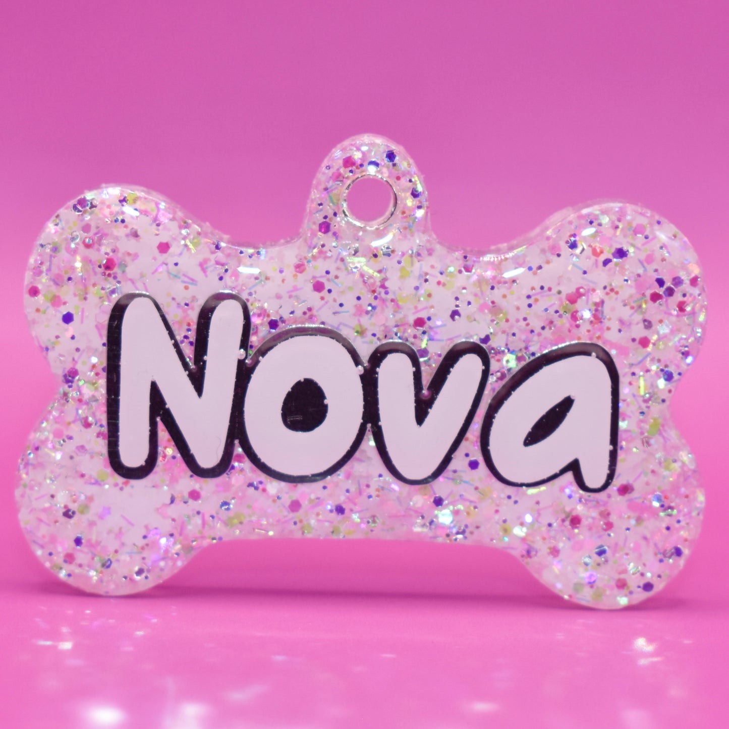White Blizzard Glitter Tag