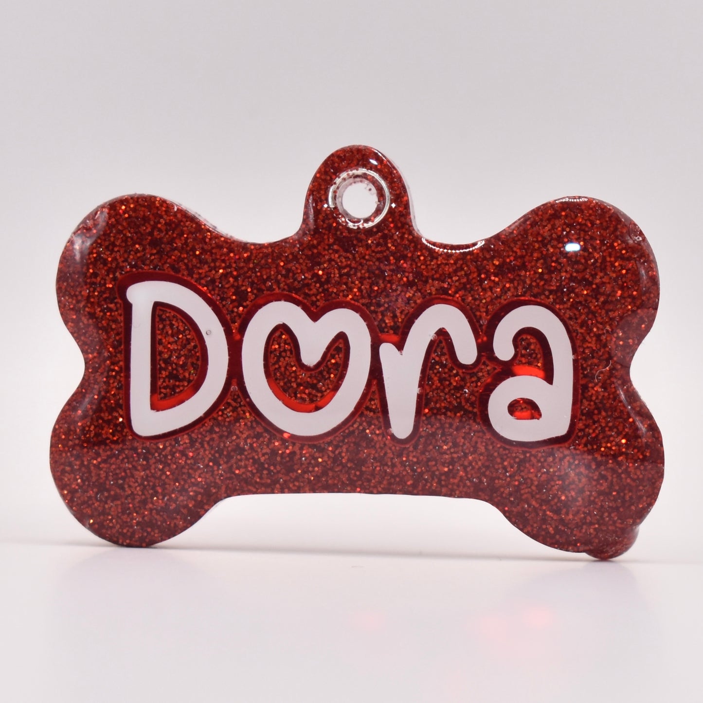 FINE RED GLITTER TAG
