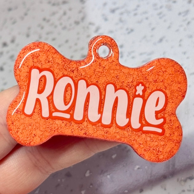 MATTE ORANGE GLITTER TAG