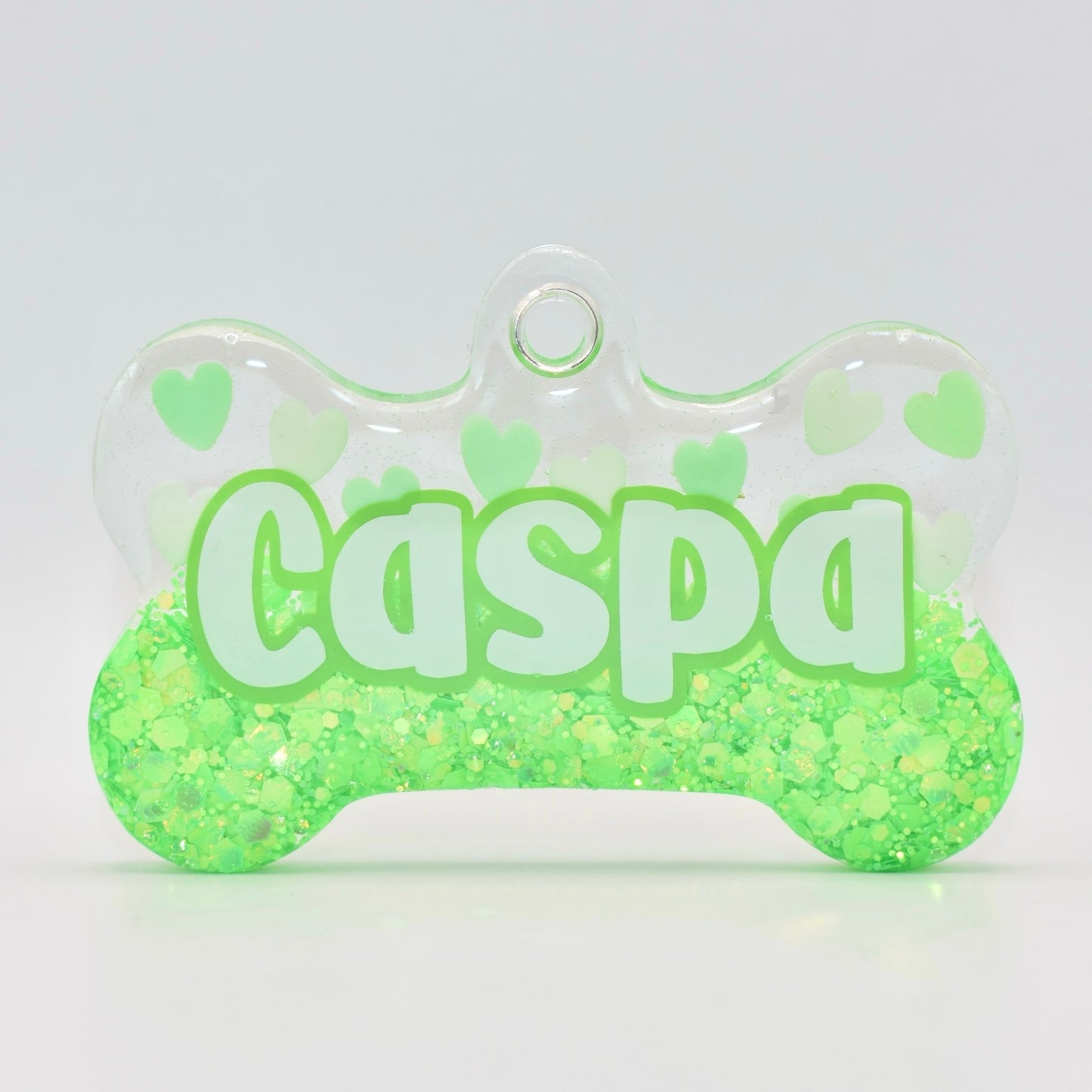 GREEN HALF HEARTS TAG