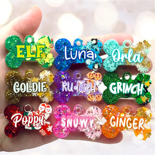 CHRISTMAS HALF GLITTER TAG