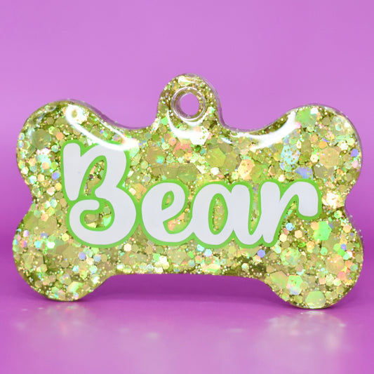 Grass Green Chunky Glitter Tag