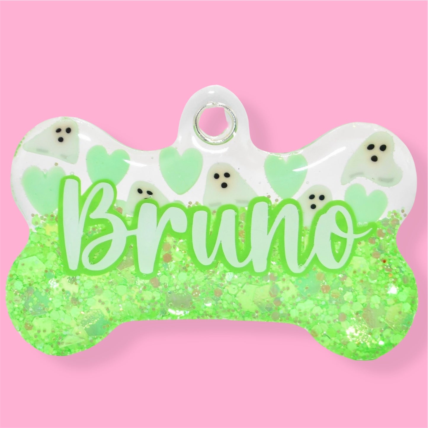 Ghosts & Green Glitter Tag