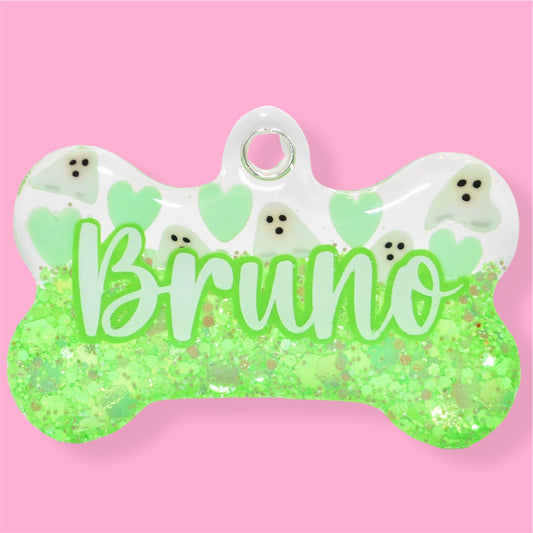 Ghosts & Green Glitter Tag