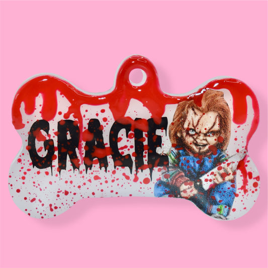 Chucky Blood Drip Tag