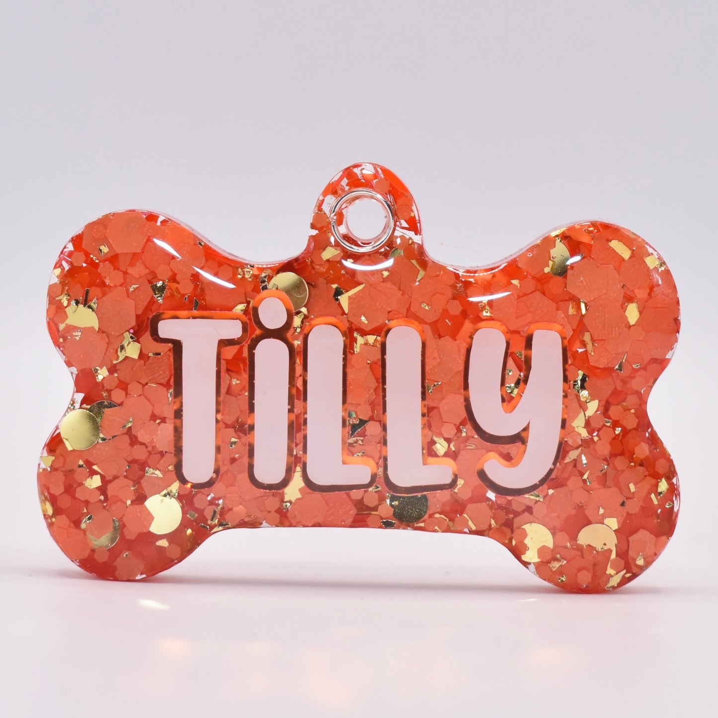 ORANGE GOLD RUSH GLITTER TAG