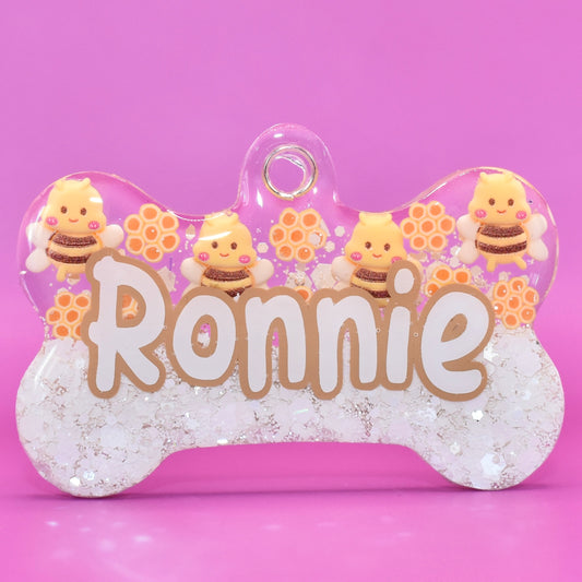 Binkie Bee & Honeycomb Half Glitter Tag
