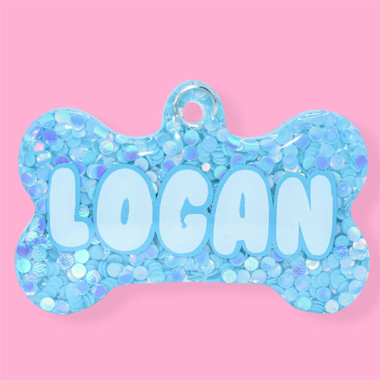 Blue Dotty Glitter Tag