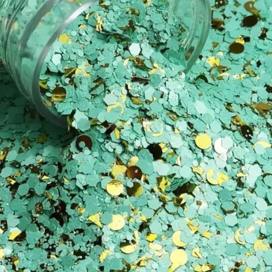 Mint Gold Rush Glitter Tag