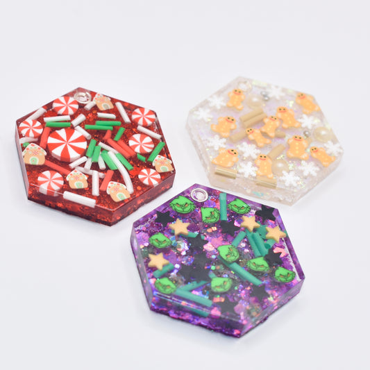HEXAGON CHRISTMAS CLAY PIECE TAG