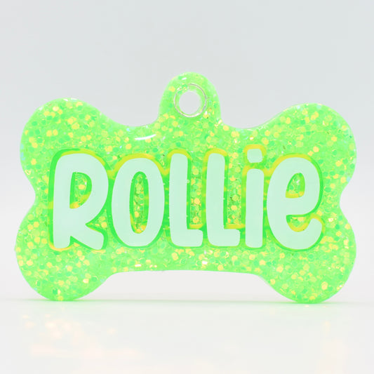 GREEN GLOW IN THE DARK FINE GLITTER TAG