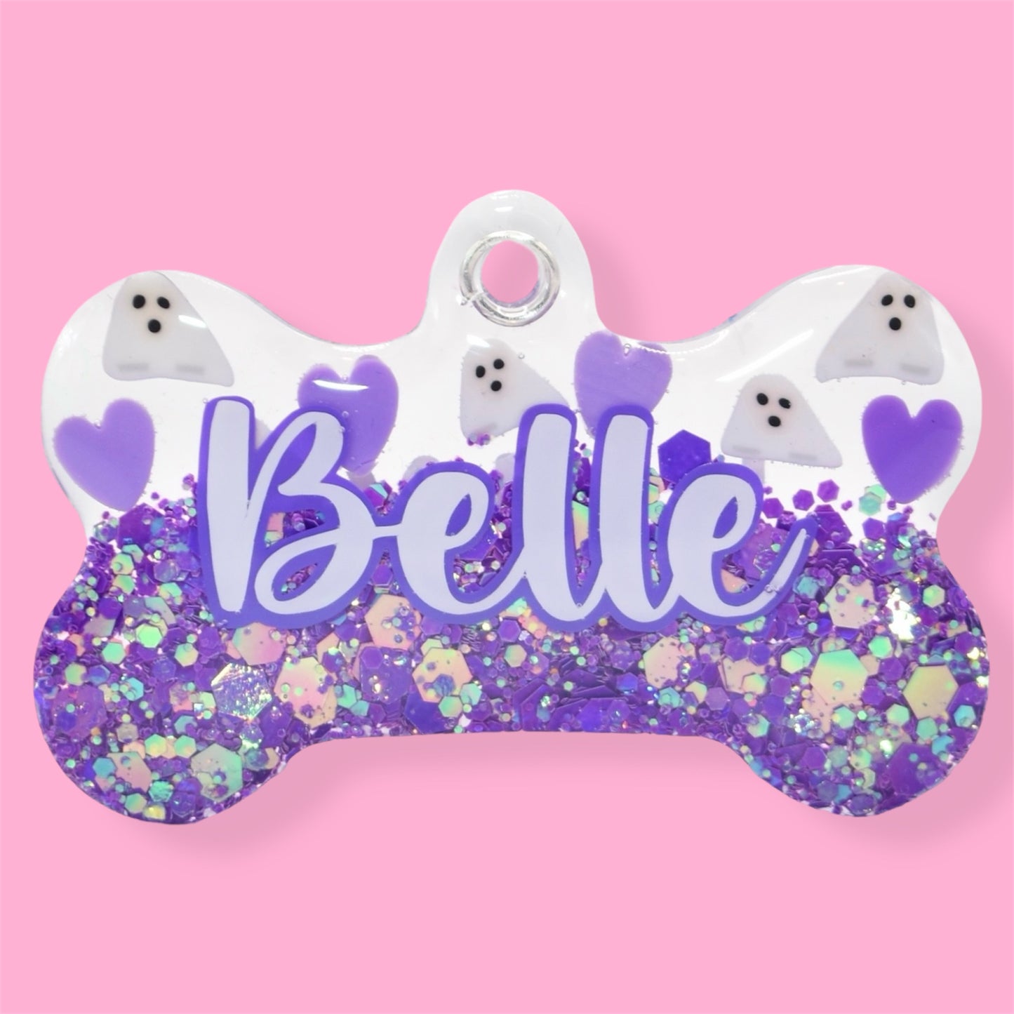Ghosts & Purple Glitter Tag
