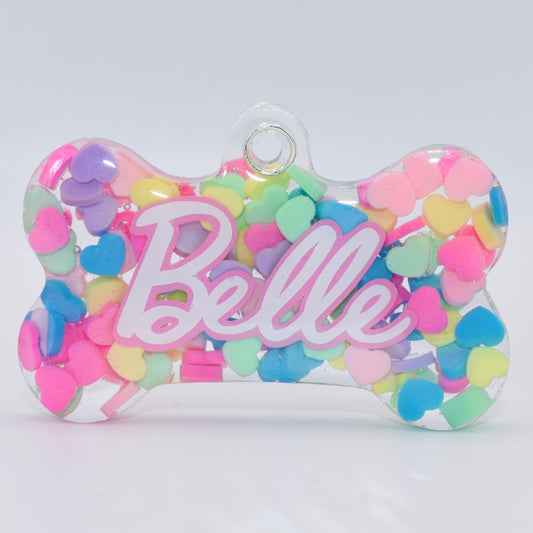 CHUNKY COLOURFUL HEARTS TAG