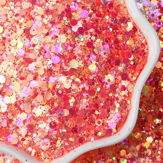 Coral Crush Glitter Tag