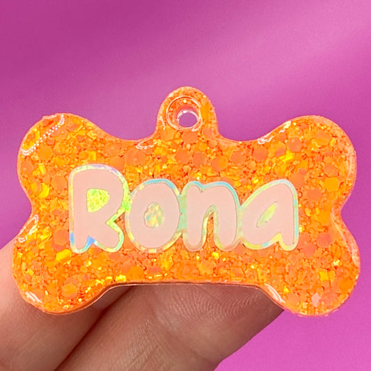 Orange Chunky Glitter Tag