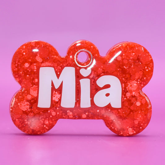 Matte Red Glitter Tag