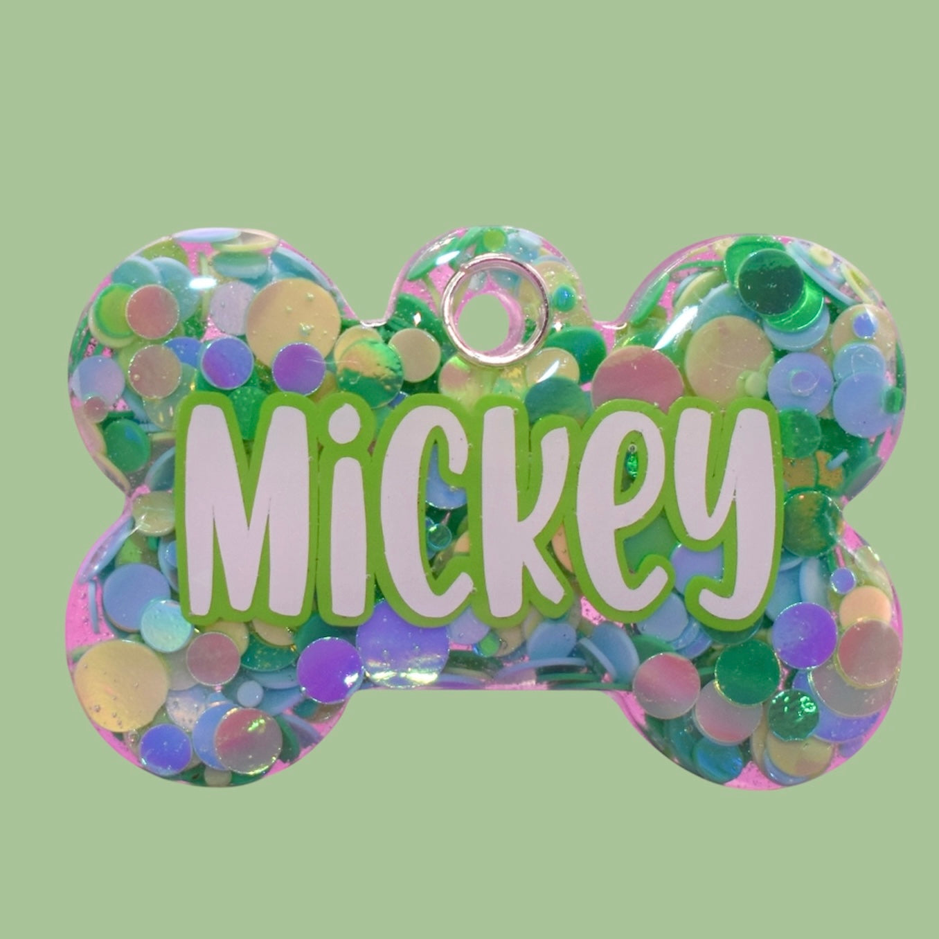 Green Dotty Mix Glitter Tag