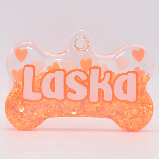 ORANGE HALF HEARTS TAG