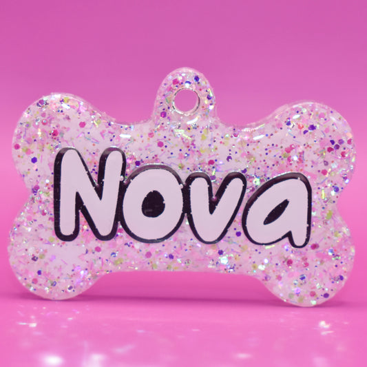 White Blizzard Glitter Tag