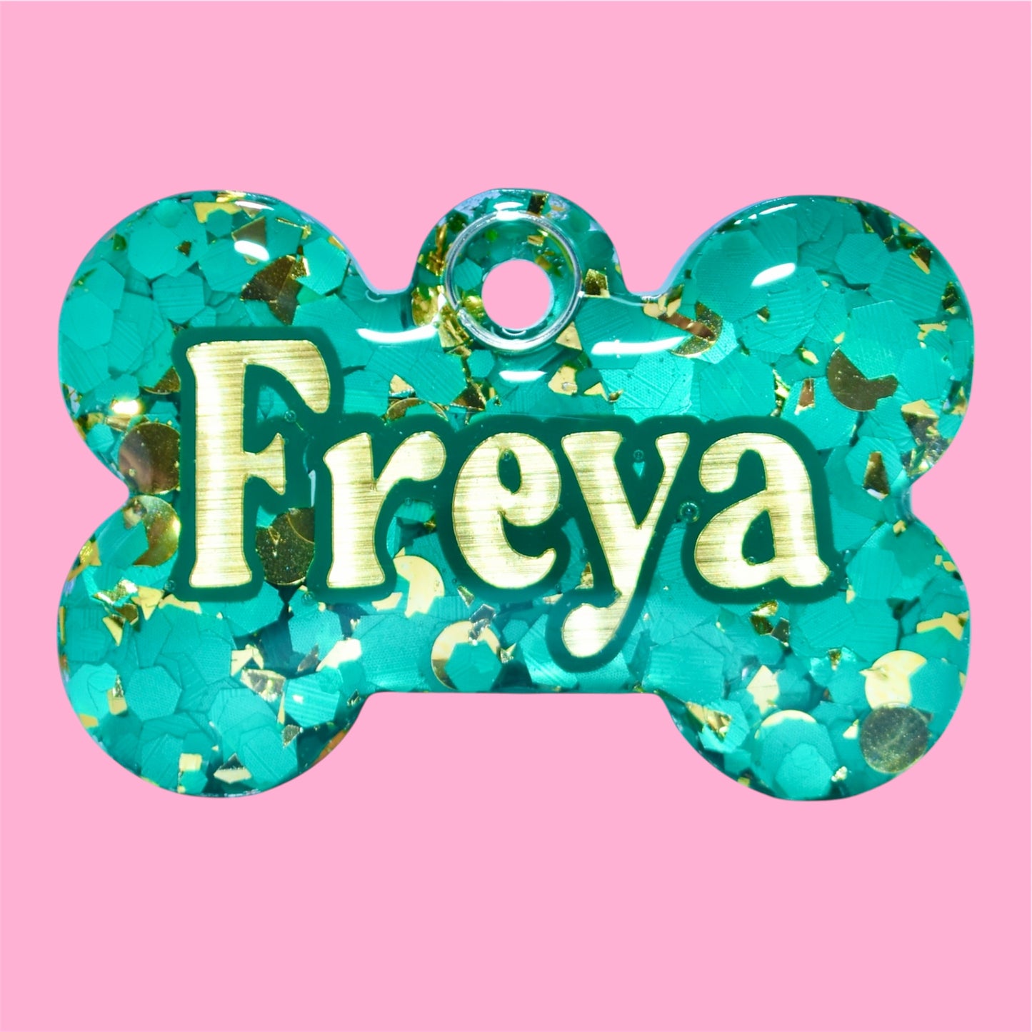 Green Gold Rush Glitter Tag