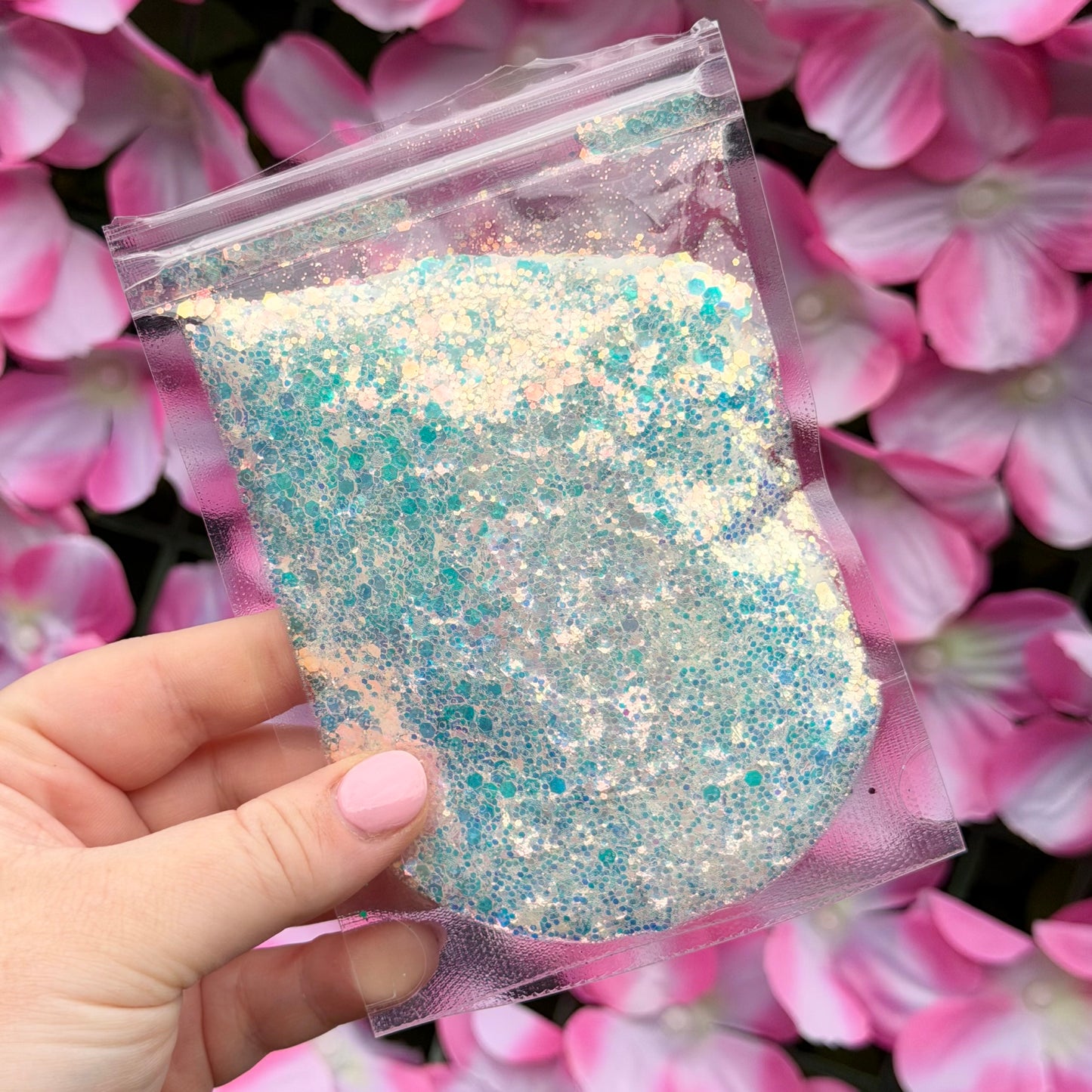 The Cartel Glitter Tag (white with blue flecks)