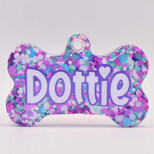 PURPLE DOTTY GLITTER TAG