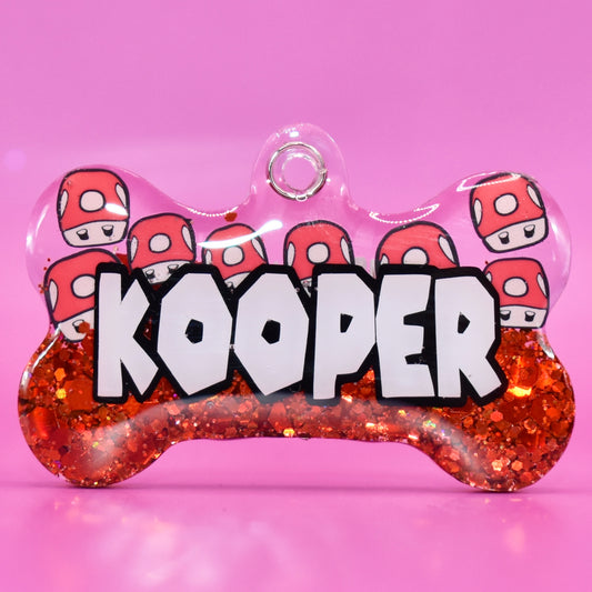 Mario Mushroom Half Glitter Tag