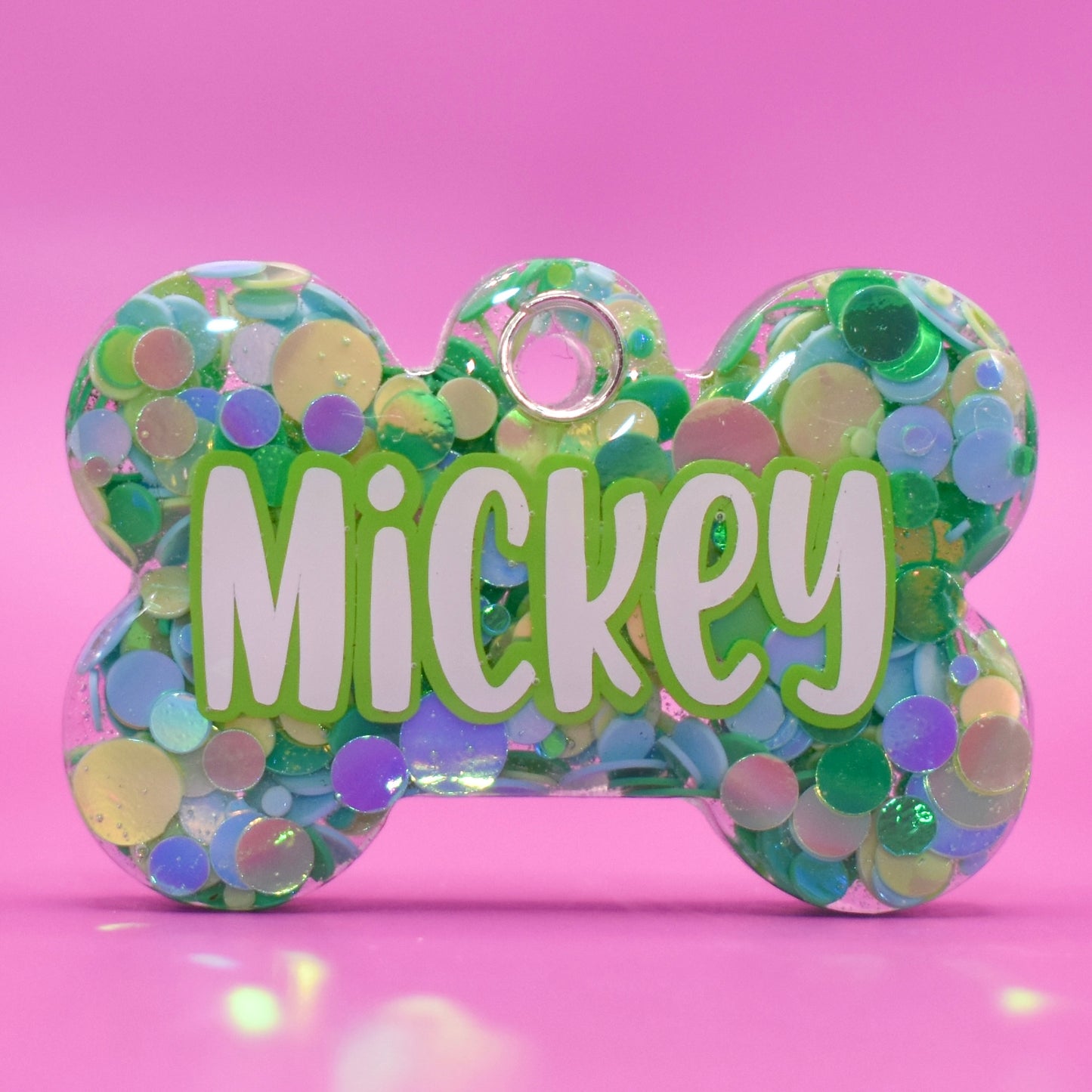 Green Dotty Mix Glitter Tag