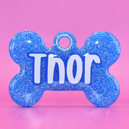 ROYAL BLUE JELLY GLITTER TAG