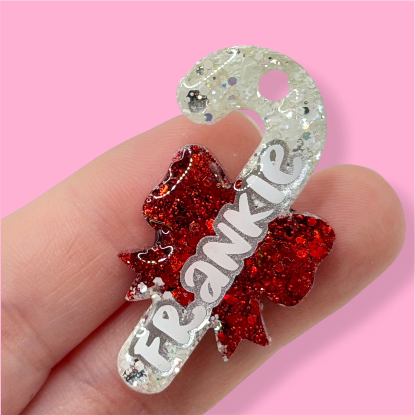 Bow Candy Cain Shape Tag