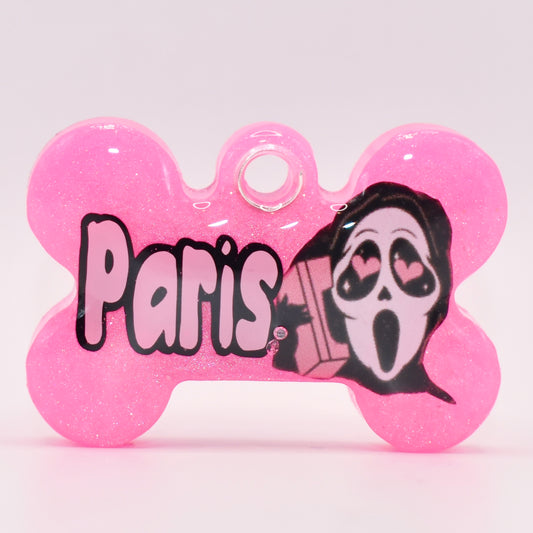 Pink Ghost Face Tag