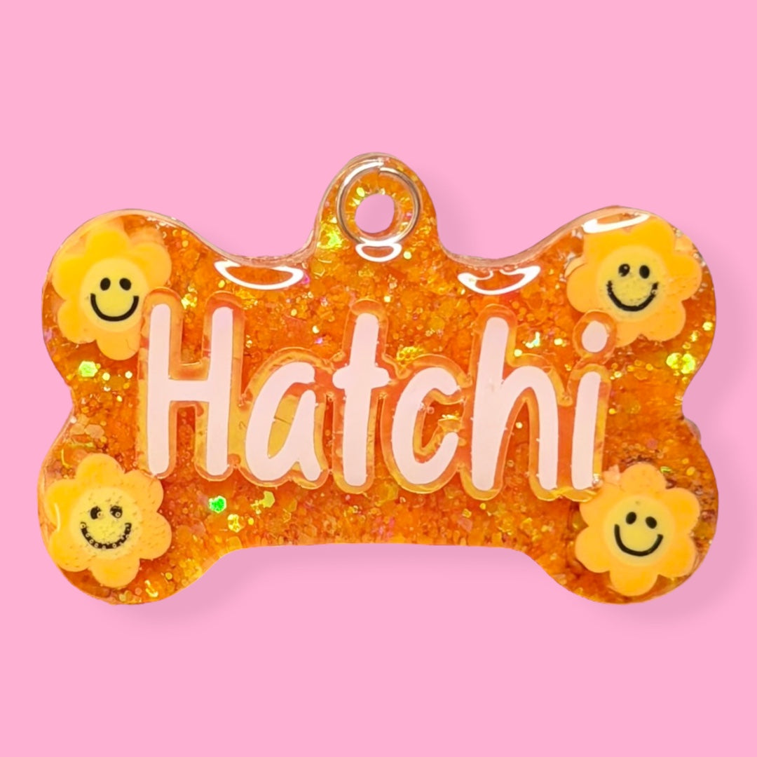 Orange Smiley Flowers Tag