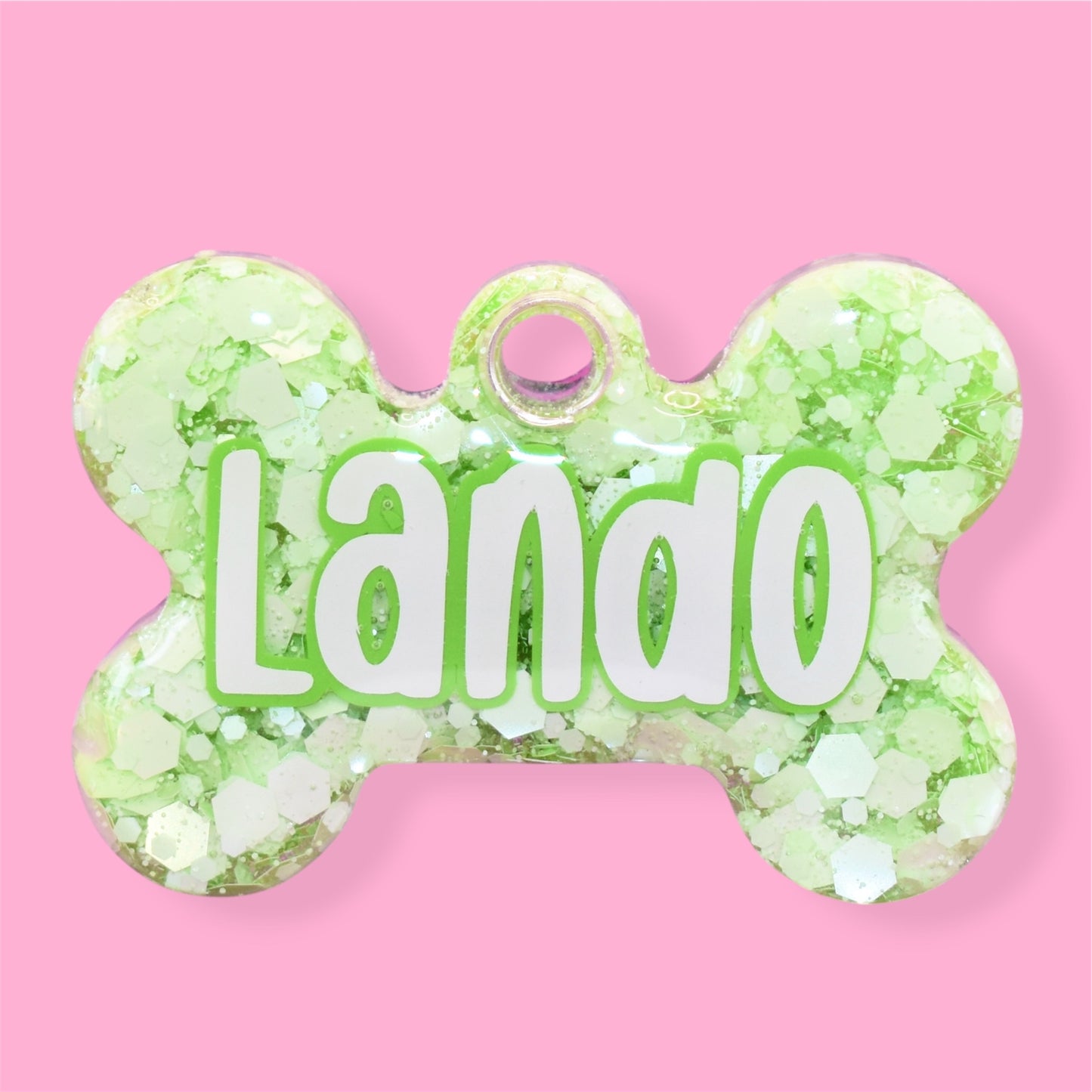 Pastel Green Glitter Tag