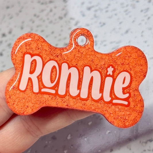 MATTE ORANGE GLITTER TAG