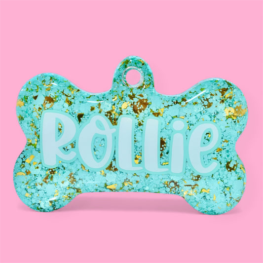 Mint Gold Rush Glitter Tag