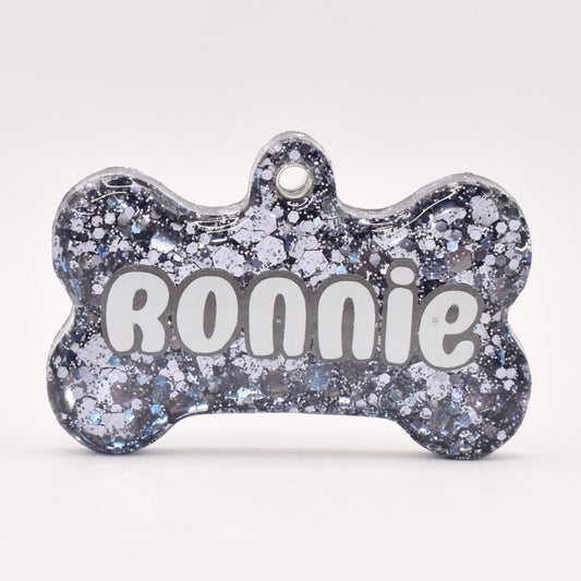GUNMETAL GREY GLITTER TAG