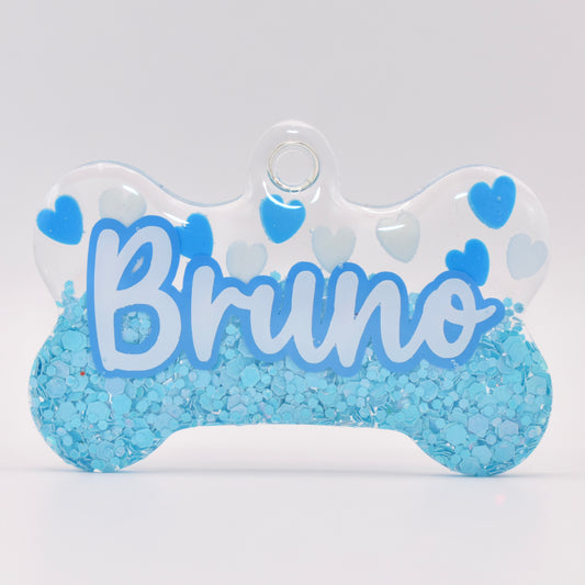 Blue Glitter Half Hearts Tag