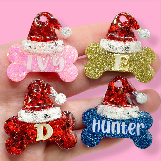 Santa Hat Bone Shape Tag