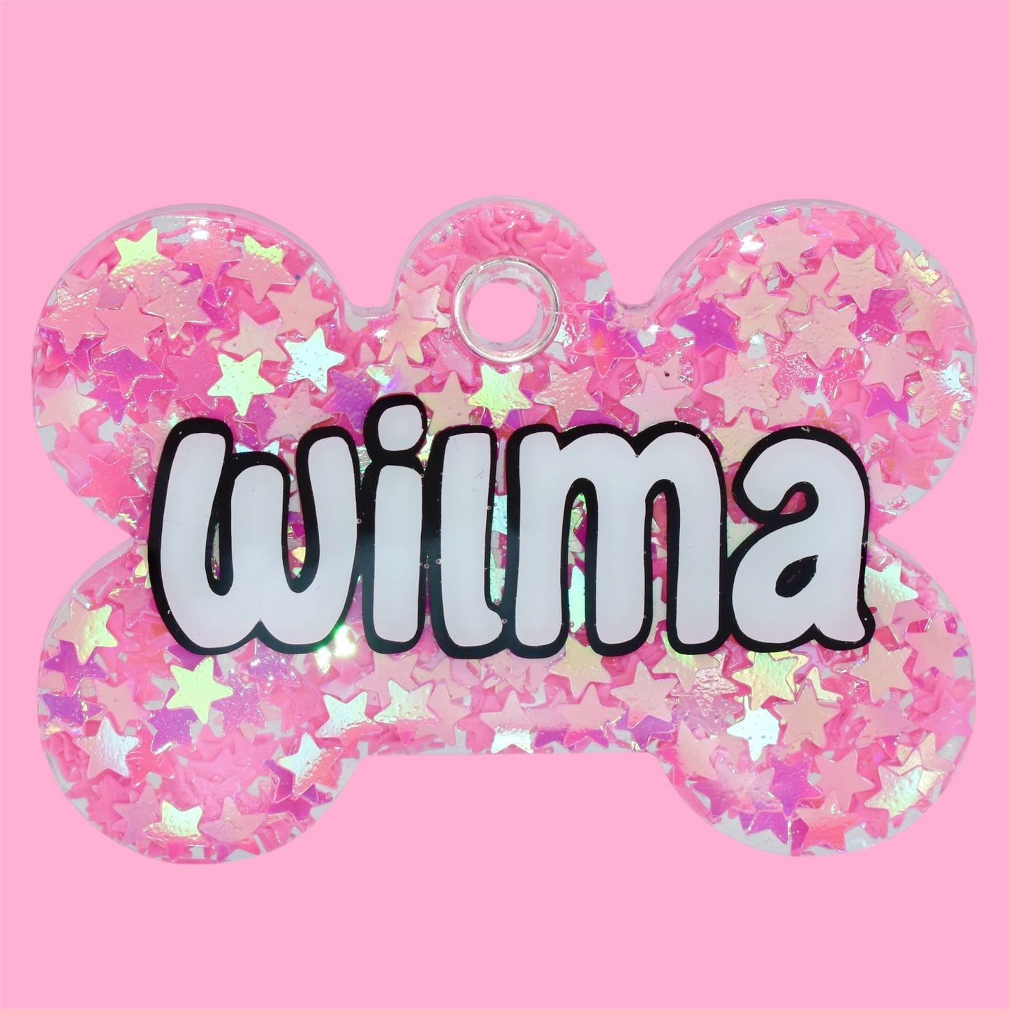 Pink Star Glitter Tag