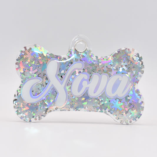 HOLO SILVER SNOWFLAKES TAG